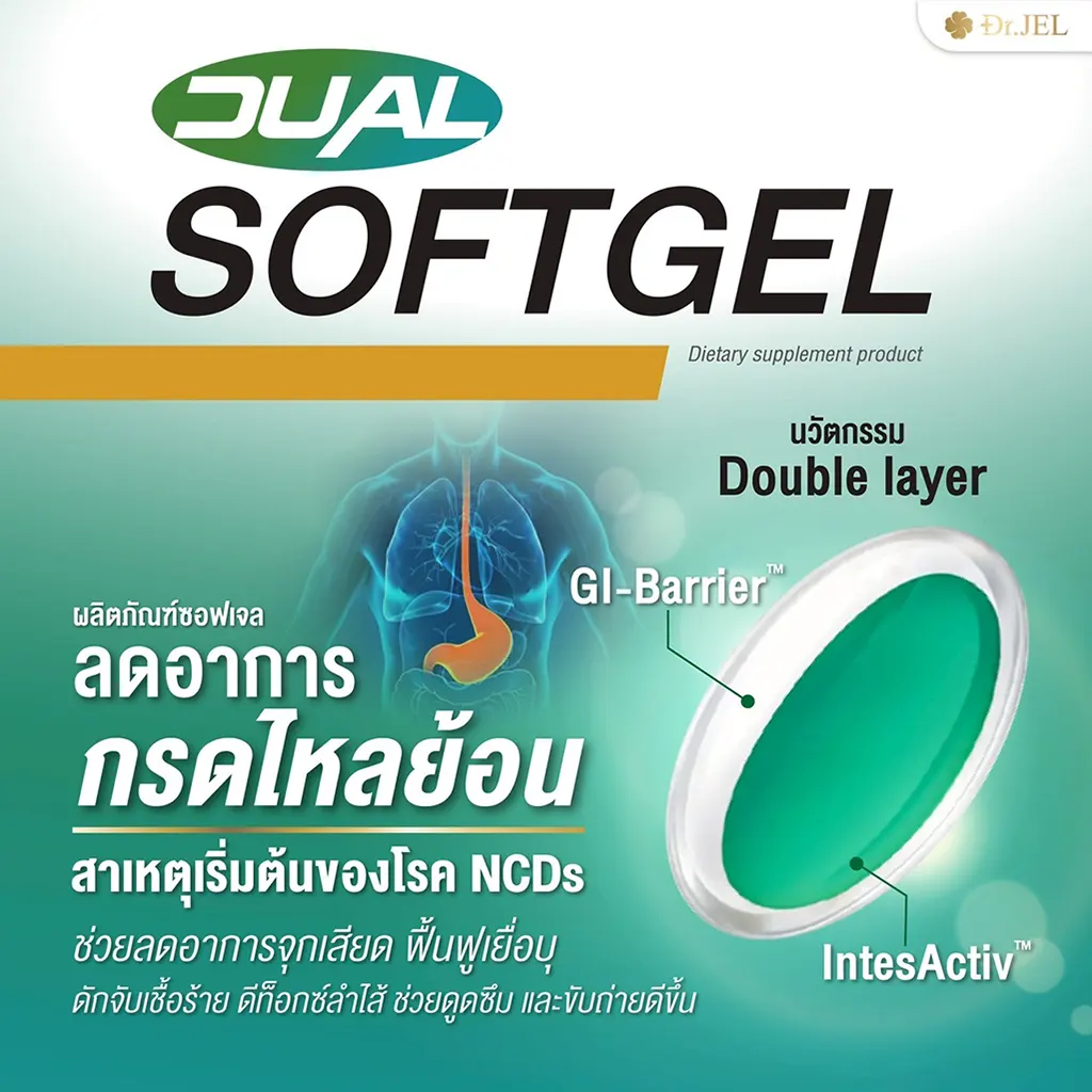 Dual Softgel กรดไหลย้อน แน่น จุก เสียด ดีขึ้นได้ในระยะยาว